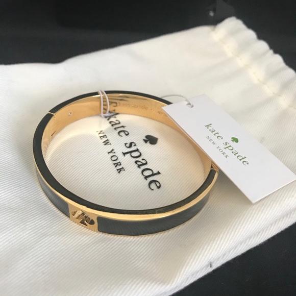 🆕GIFTED Kate Spade Bangle Bracelet Black & Gold - Picture 3 of 5
